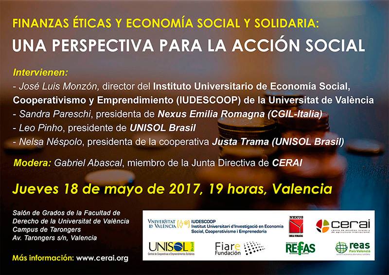 Finanza etica e economia sociale e solidale, 18 maggio Valencia
