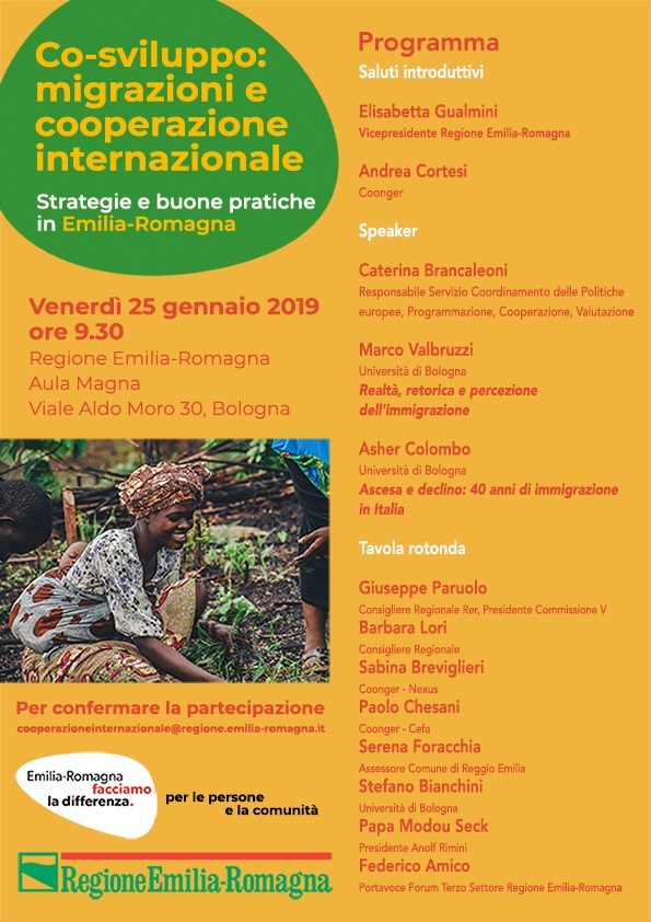 Co-sviluppo: migrazioni e cooperazione internazionale. Strategie e buone pratiche in ER, Bologna 25/01