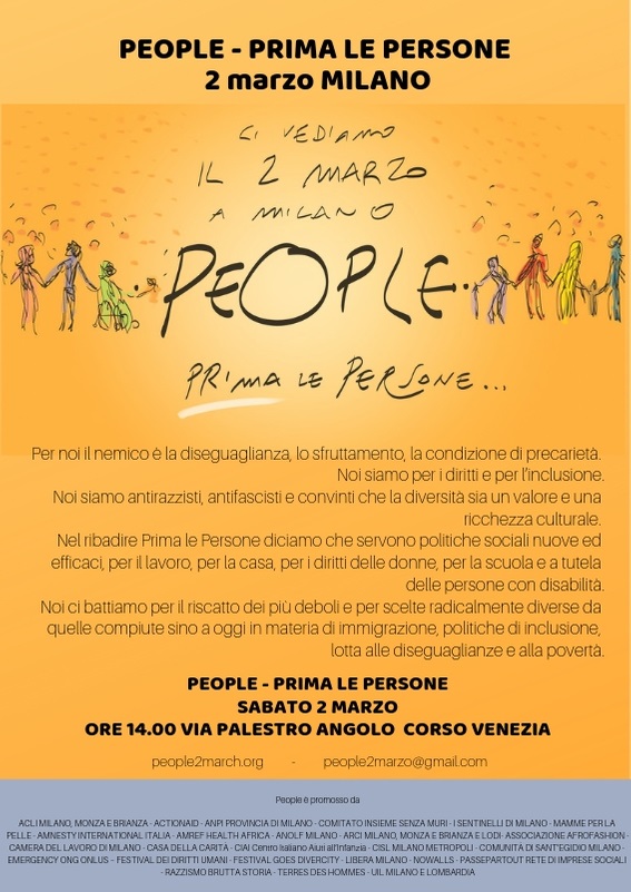 L’APPELLO DI #PEOPLE – PRIMA LE PERSONE, 2 marzo Milano