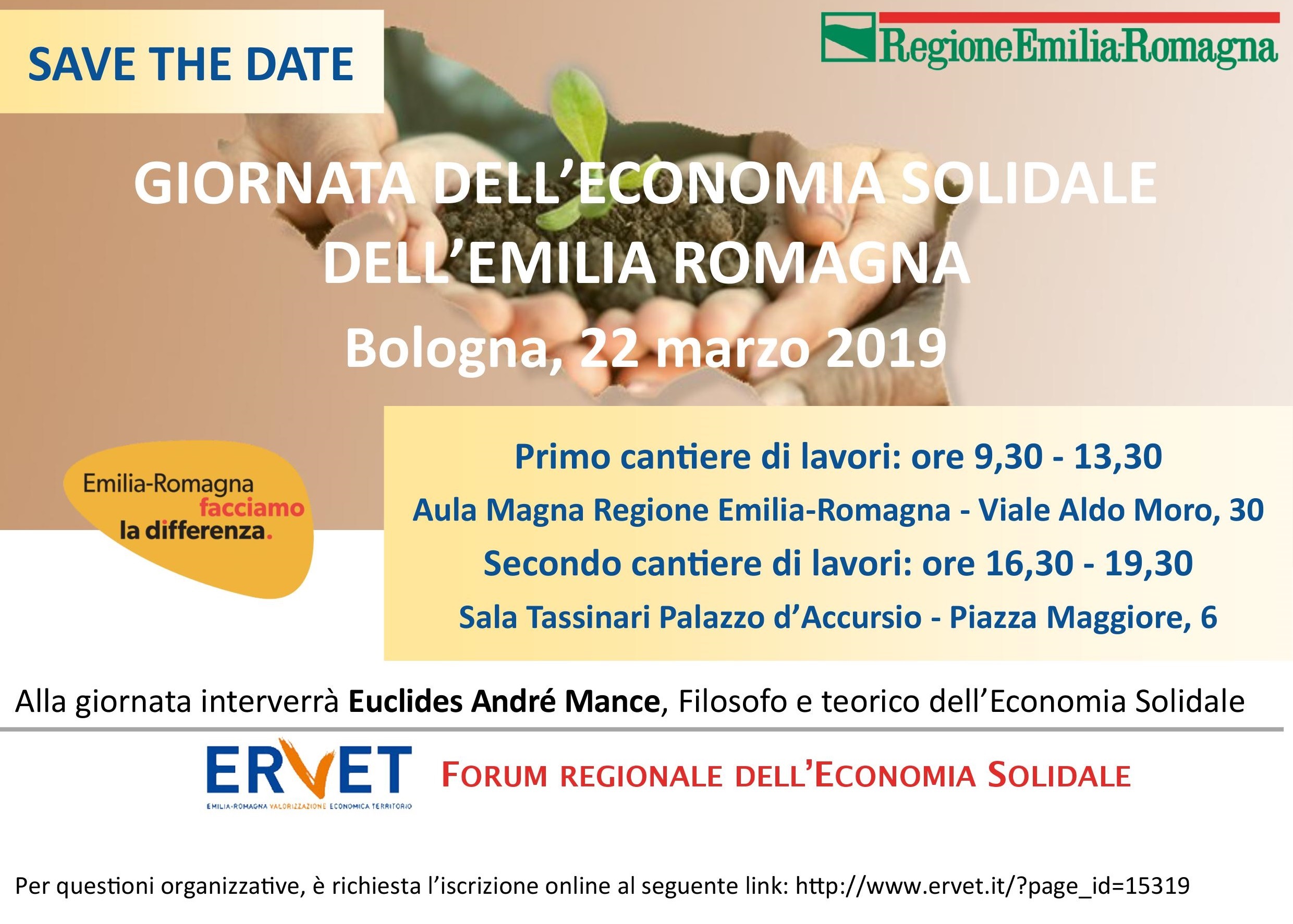 Giornata dell’Economia solidale dell’Emilia-Romagna, 22 marzo 2019: IL PROGRAMMA