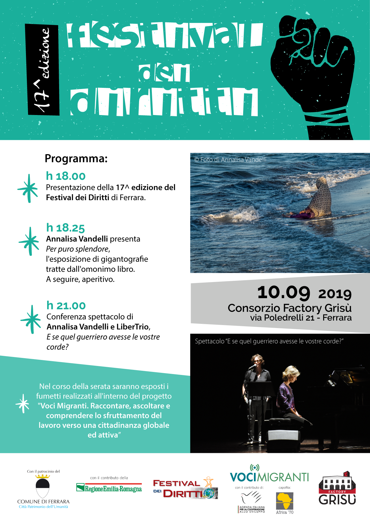 17^ edizione Festival dei Diritti Ferrara, 10 settembre ore 18 Consorzio Factory Grisù