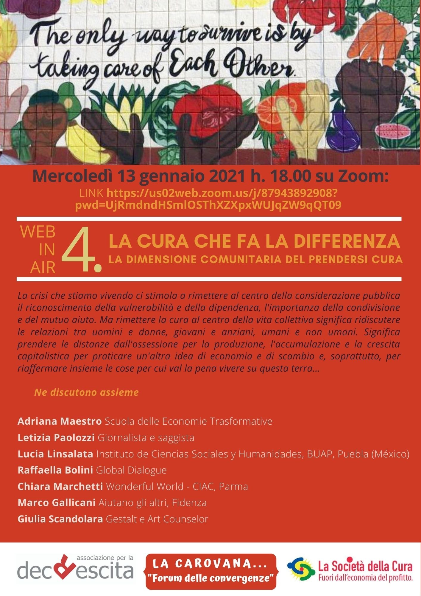 “La cura che fa la differenza. La dimensione comunitaria del prendersi cura” 13/01