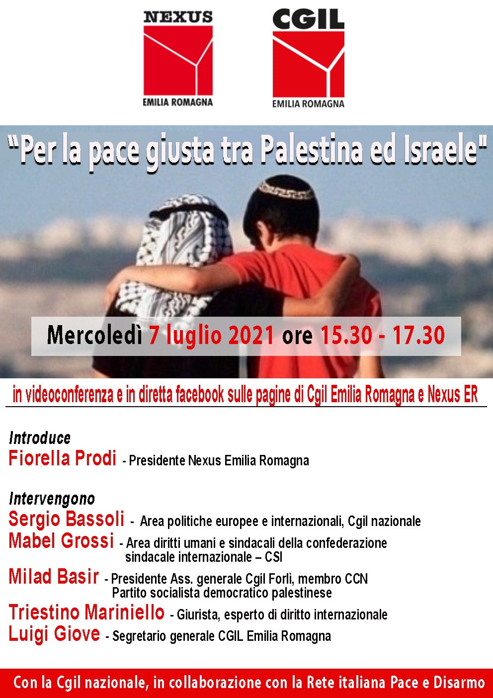Nexus ER-Cgil ER: “Per la pace giusta tra Palestina ed Israele” 7/07/2021