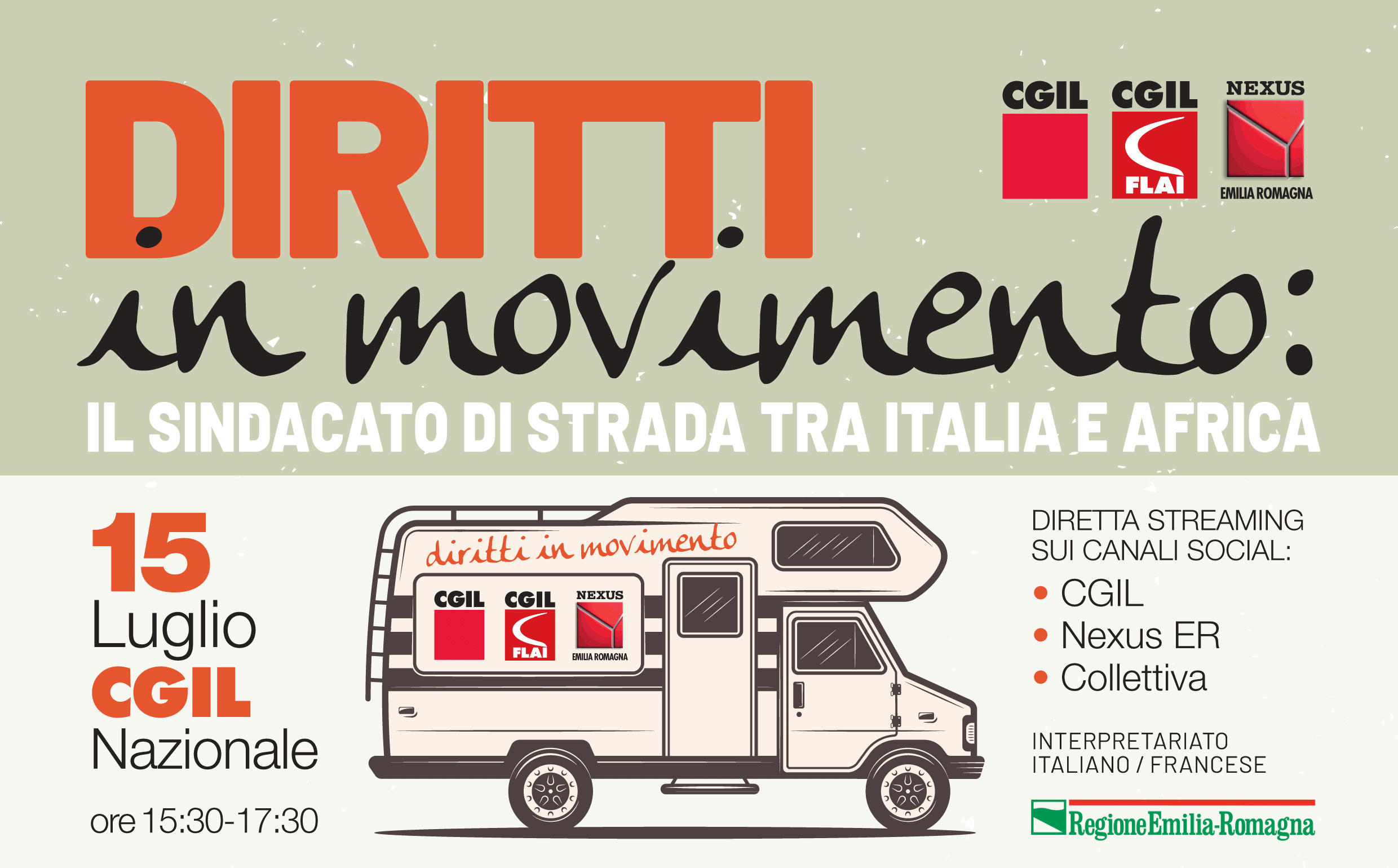 CGIL, FLAI CGIL, NEXUS ER: “Diritti in movimento: il sindacato di strada tra Italia e Africa” 15/07