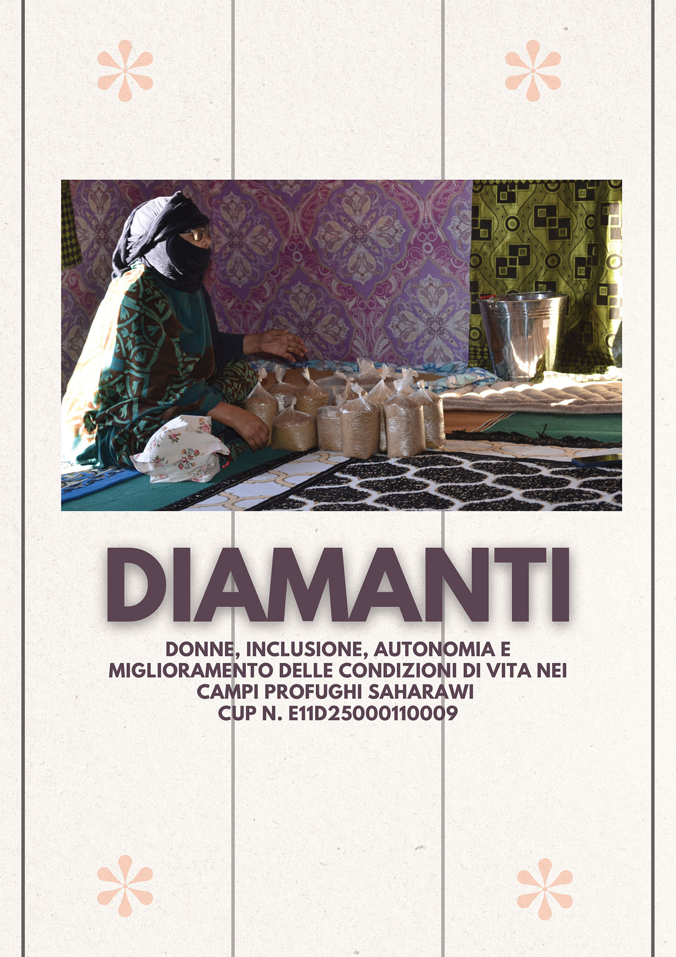 Brochure Progetto Diamanti: Donne, inclusione, autonomia e miglioramento delle condizioni di vita nei campi profughi Saharawi