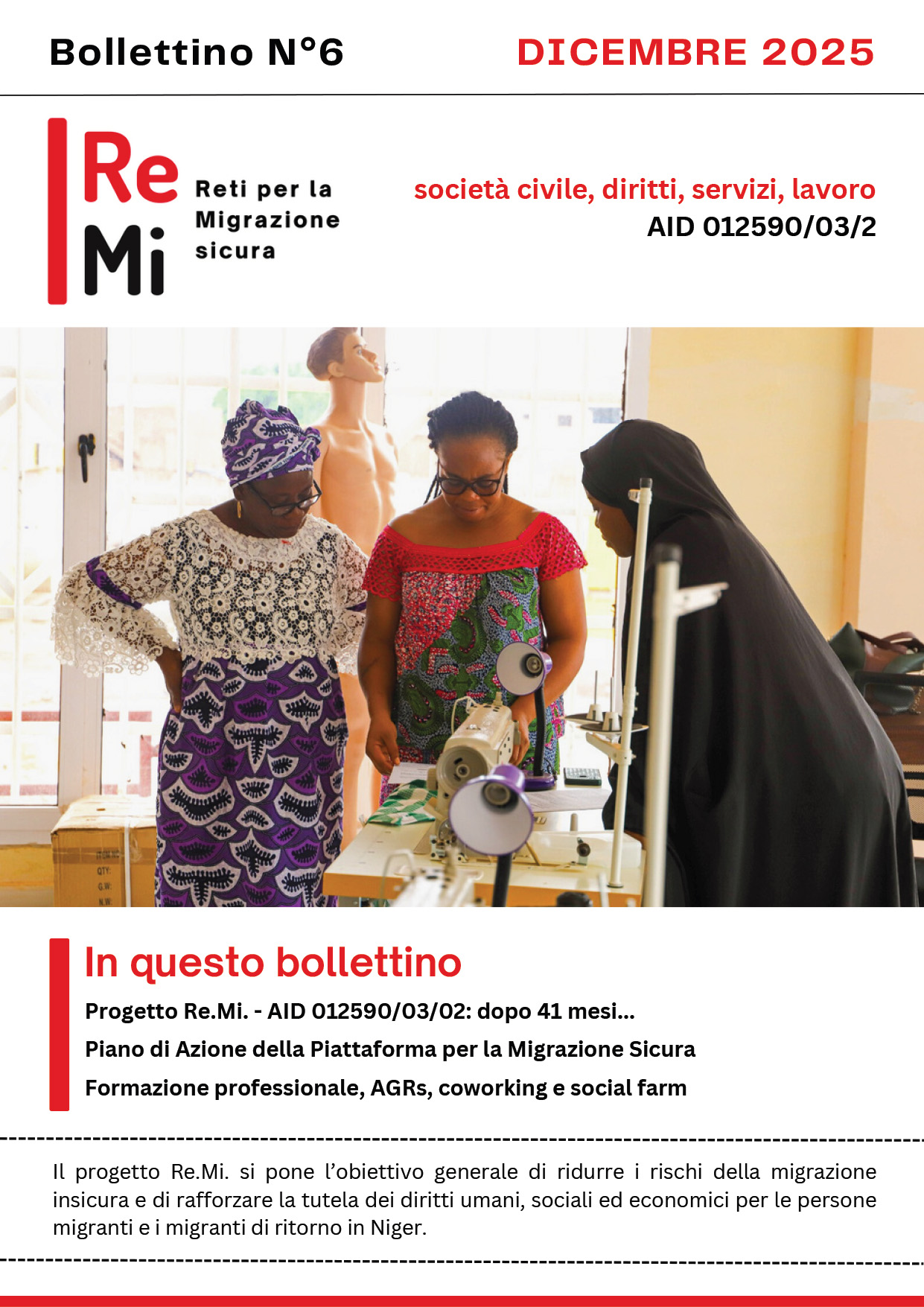 Bollettino informativo N°6: La formazione professionale del Progetto RE.Mi. in Niger – Dicembre 2025