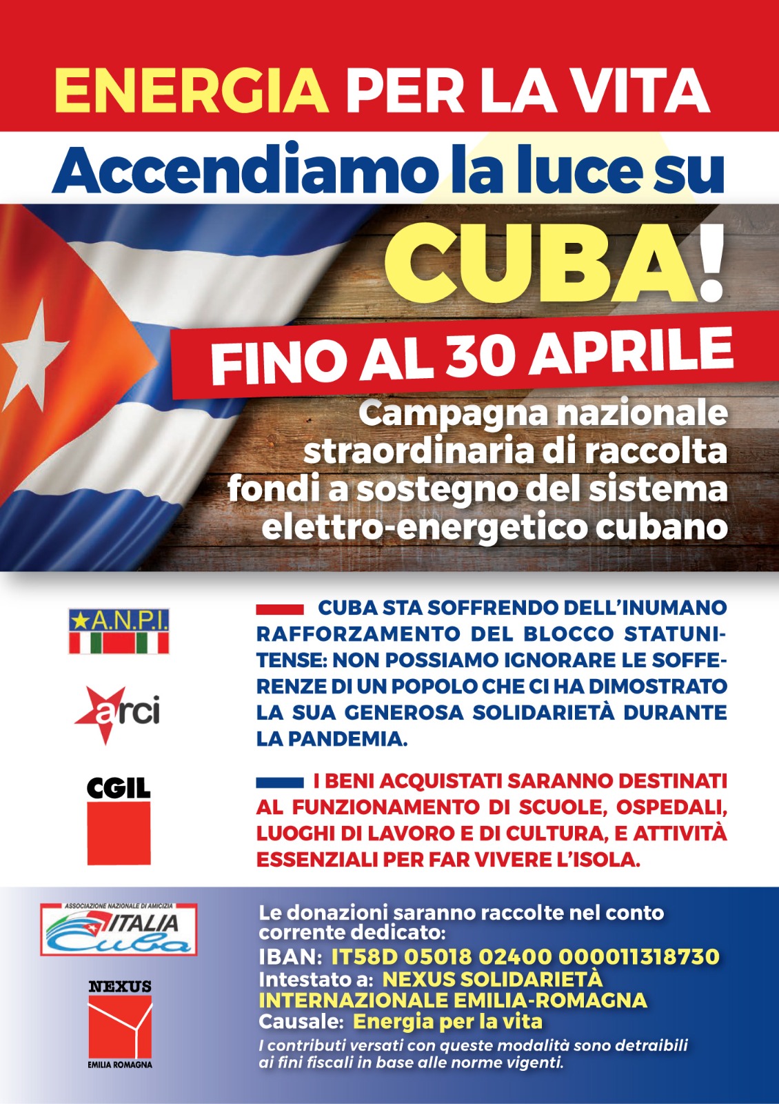 Energia per la Vita: campagna di solidarietà per Cuba – scadenza 30 aprile